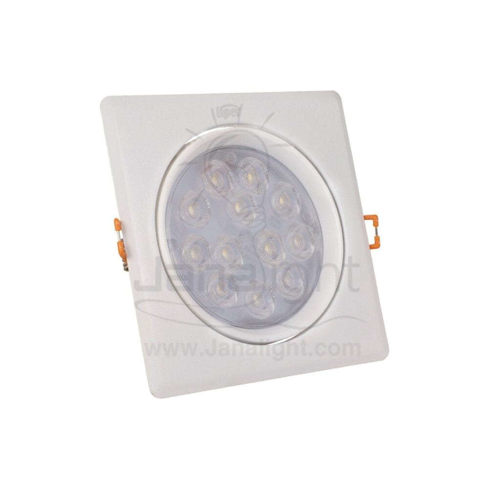 سبوت لايت 12 وات مربع فريم ابيض ابيض لد متحرك LIPER pivoting recessed square white surface panel led 12 watt 14 cm