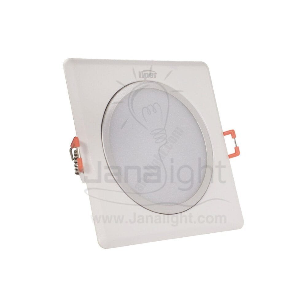 سبوت لايت 5 وات مربع فريم ابيض وورم لد ثابت LIPER fixed recessed square white body color spotlight 5 watt