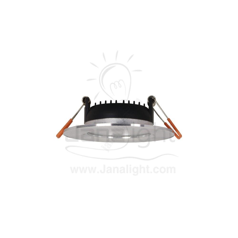 سبوت 5 وات لد نيكل فضي عريض وورم fixed round recessed silver spotlight 5 watt