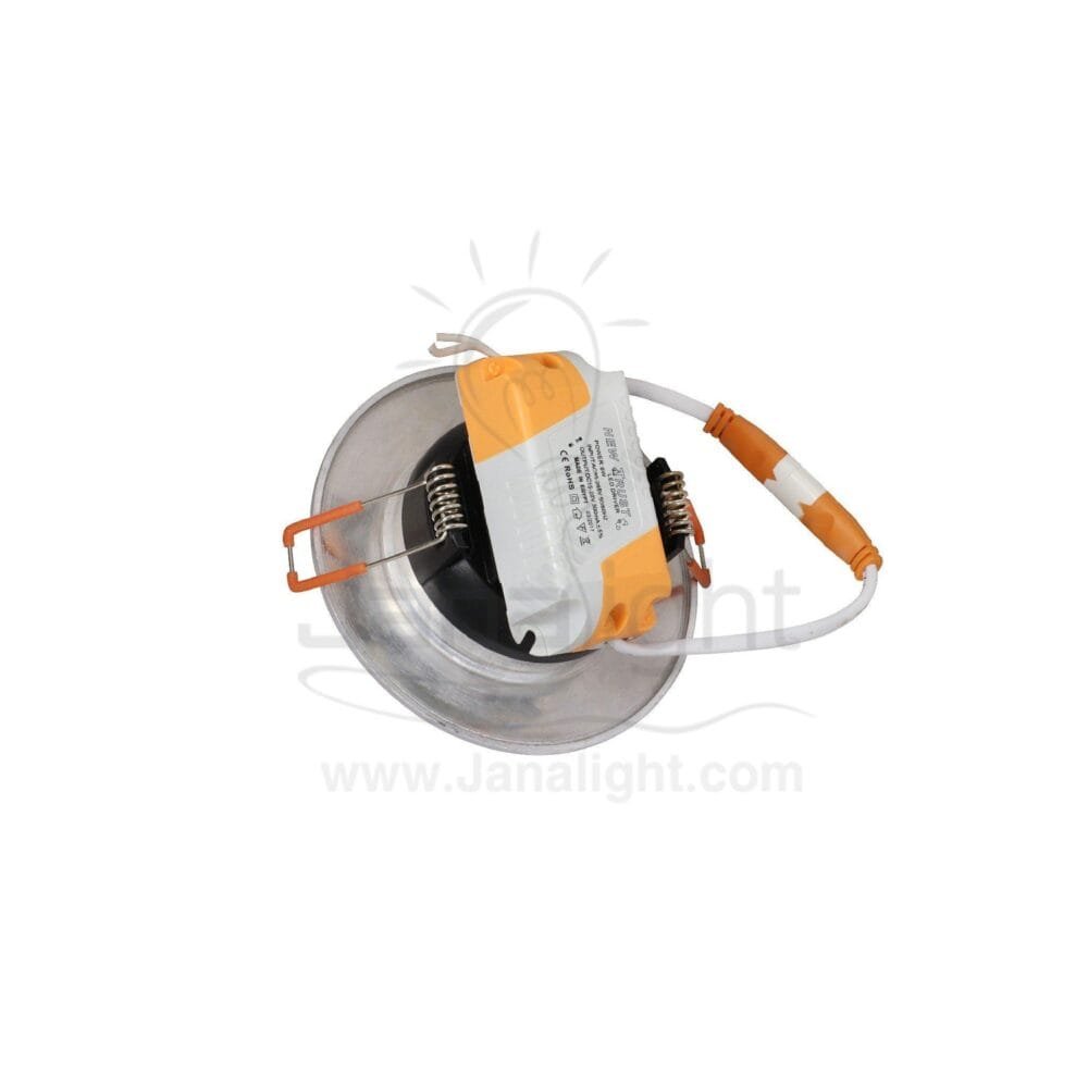 سبوت 5 وات لد نيكل فضي عريض وورم fixed round recessed silver spotlight 5 watt