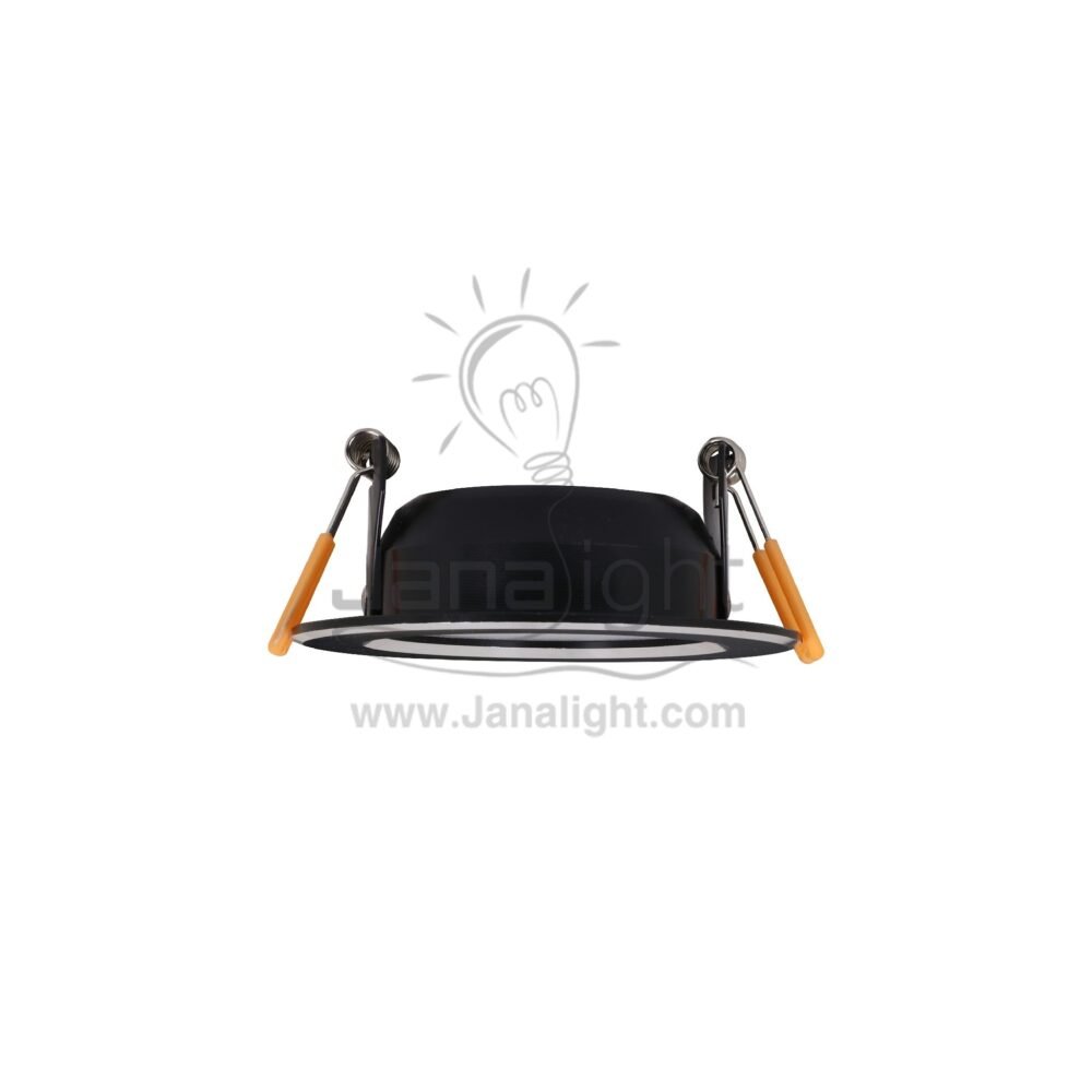 سبوت 5 وات لد نيكل اسود اطار فضي وورم fixed round recessed black silver spotlight 5 watt