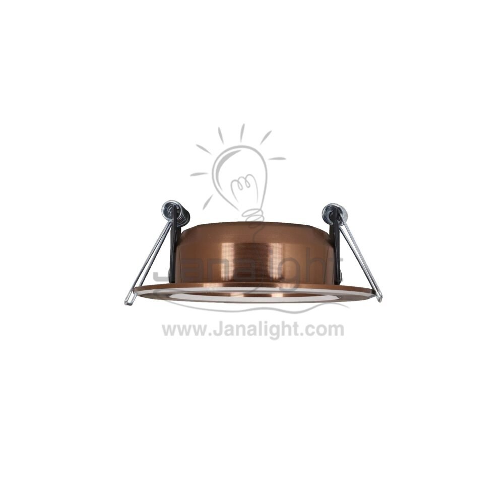 سبوت 5 وات لد نيكل بني اطار فضي ابيض fixed round recessed nickel brown & silver spotlight 5 watt