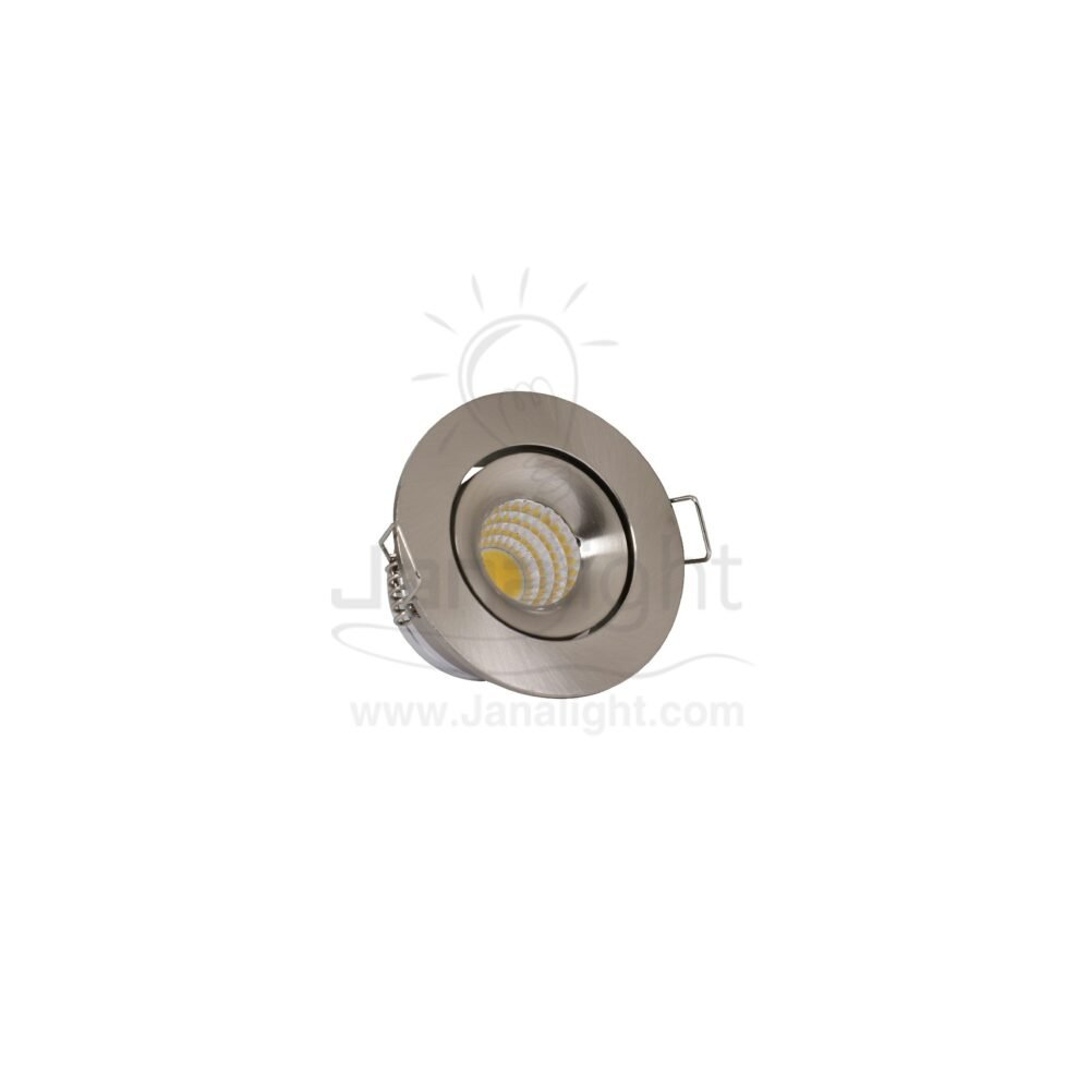 سبوت زر لد 3 وات COB سادة مدور متحرك pivoting recessed round silver mini led spotlight 3 watt