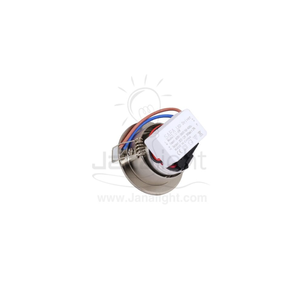 ⁦سبوت زر لد 3 وات COB سادة مدور متحرك فضي وورم⁩ - الصورة ⁦3⁩