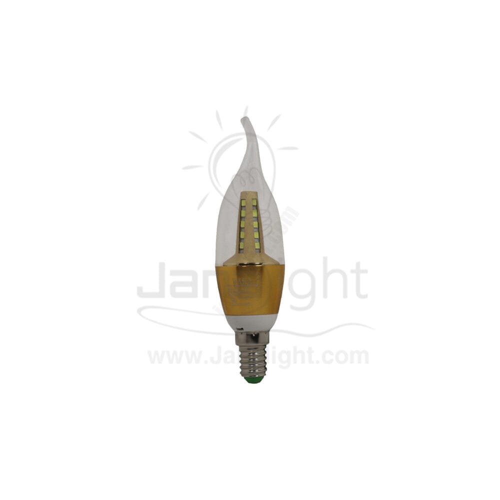 لمبة دمعة ذهبي عامود خماسي 5 وات ابيض LED candle lamp 5 watt golden white