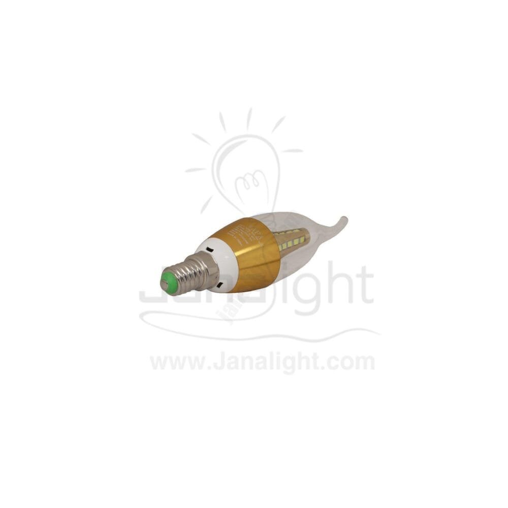 لمبة دمعة ذهبي عامود خماسي 5 وات ابيض LED candle lamp 5 watt golden white