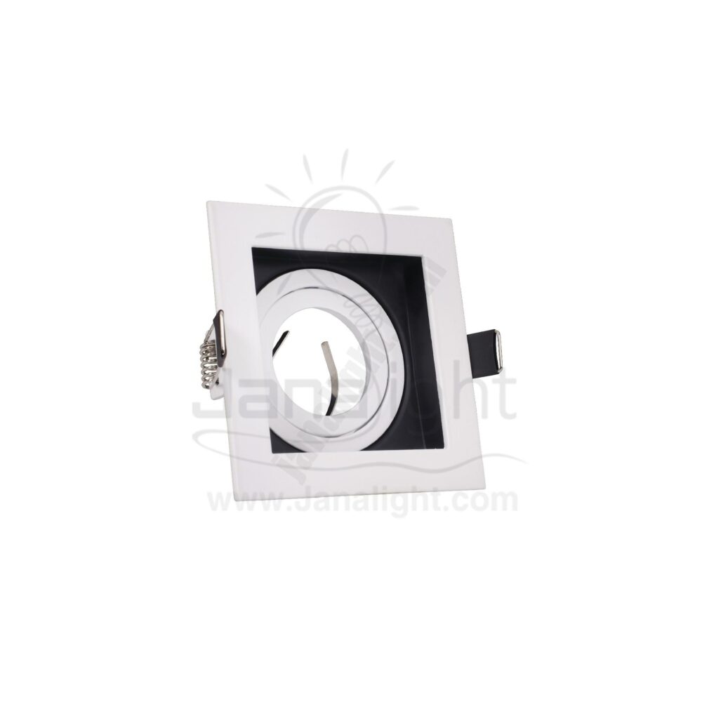 جسم سبوت 1 عين ميتال مربع غاطس ابيض اسود Single Square Metallic White/Black SpotLight Frame with White ring