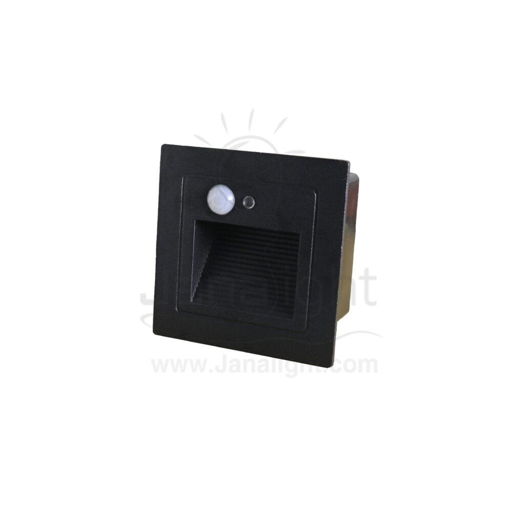 سبوت سلم مربع كبير 3 وات اسود بسنسور حركة جنى لايت 3 watt black large stair lighting
