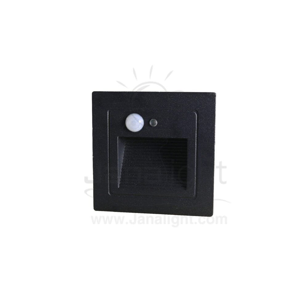 سبوت سلم مربع كبير 3 وات اسود بسنسور حركة جنى لايت 3 watt black large stair lighting