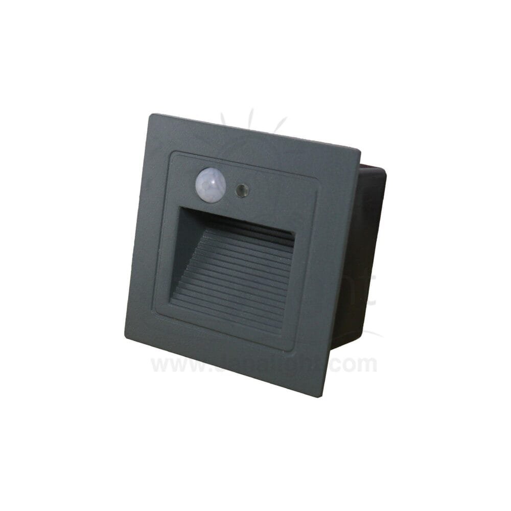 سبوت سلم مربع كبير 3 وات رمادي غامق بسنسور حركة جنى لايت 3 watt grey large stair lighting