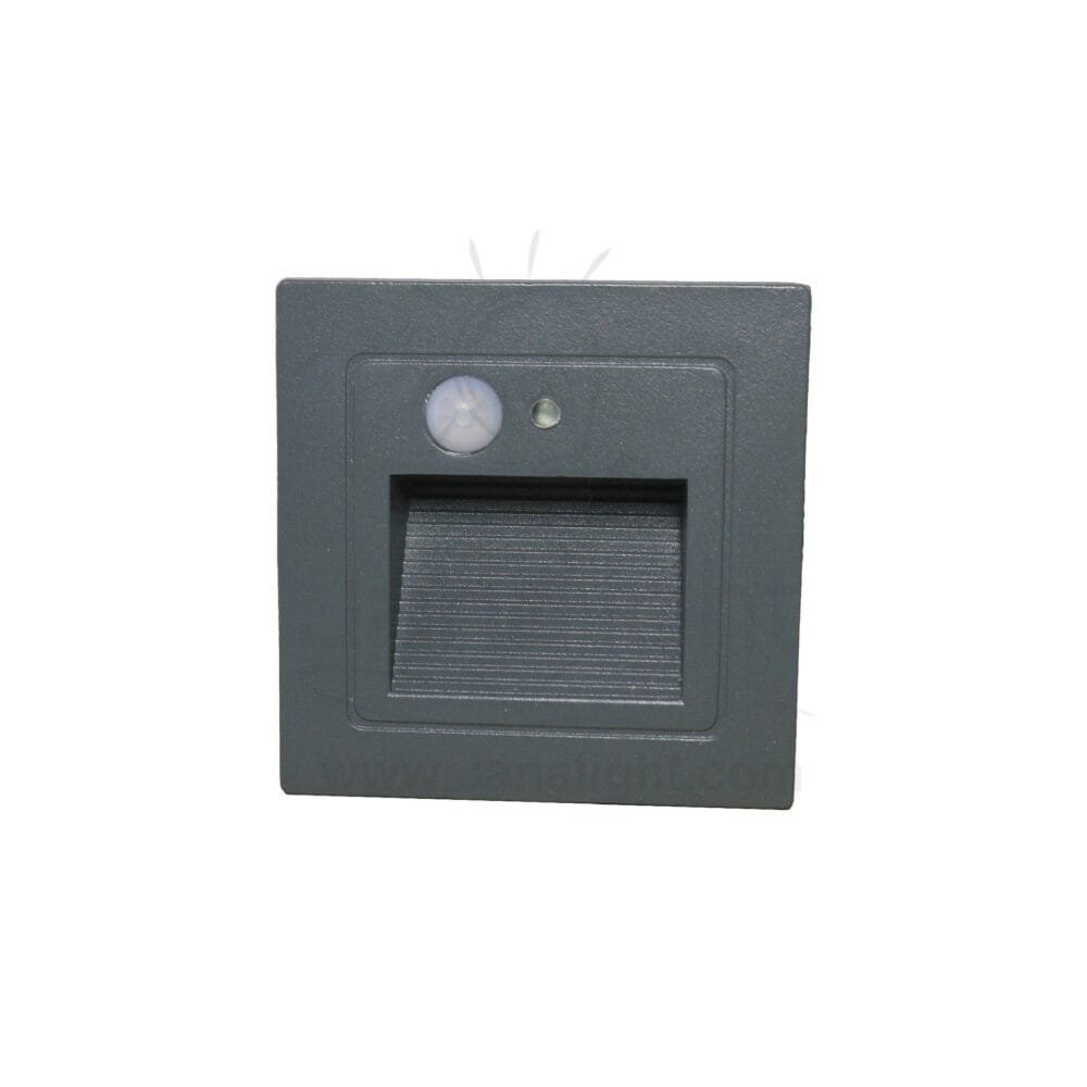 سبوت سلم مربع كبير 3 وات رمادي غامق بسنسور حركة جنى لايت 3 watt grey large stair lighting