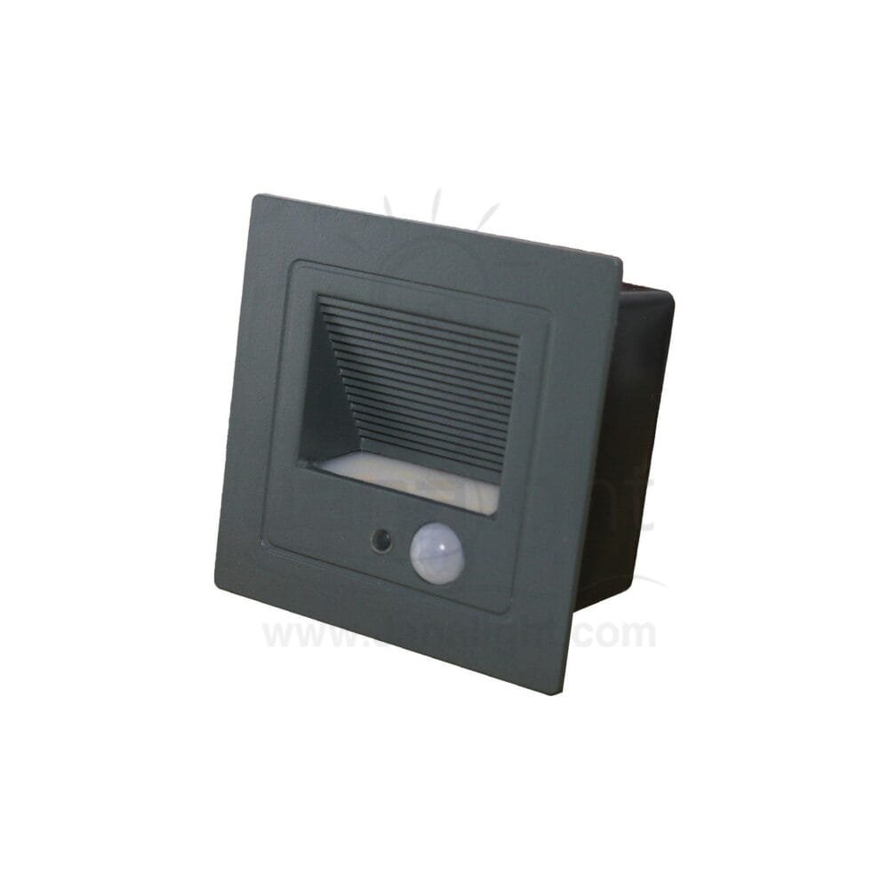 سبوت سلم مربع كبير 3 وات رمادي غامق بسنسور حركة جنى لايت 3 watt grey large stair lighting