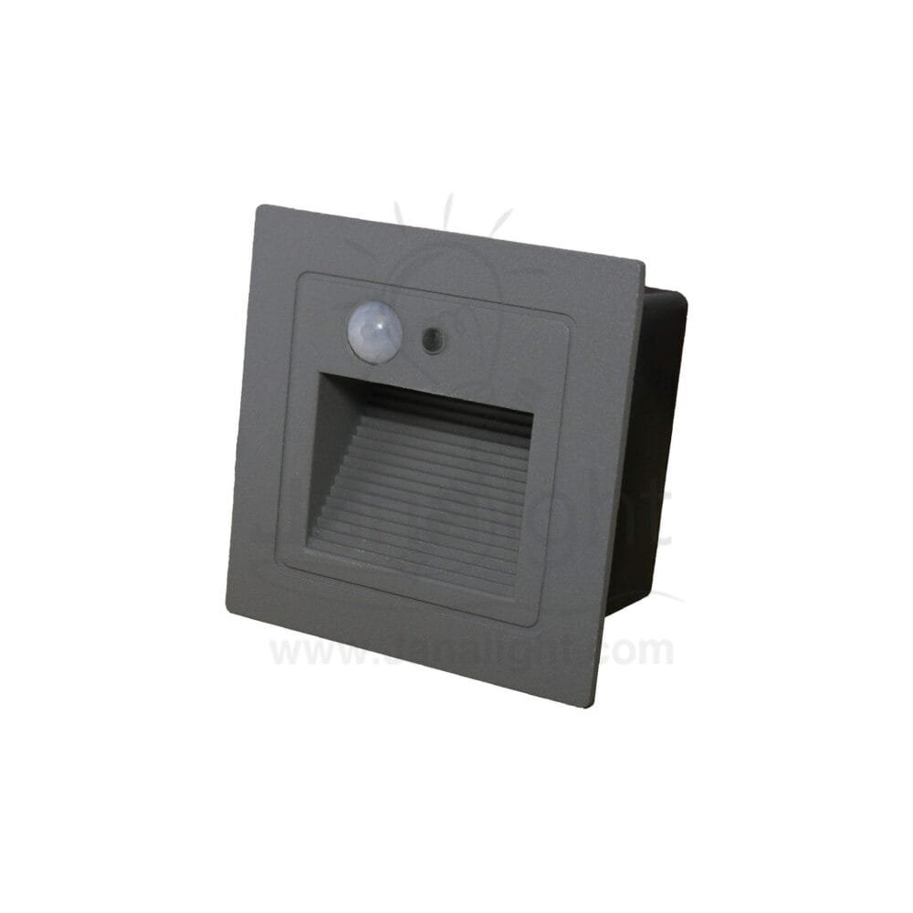 سبوت سلم مربع كبير 3 وات رمادي فاتح بسنسور حركة جنى لايت 3 watt grey large stair lighting