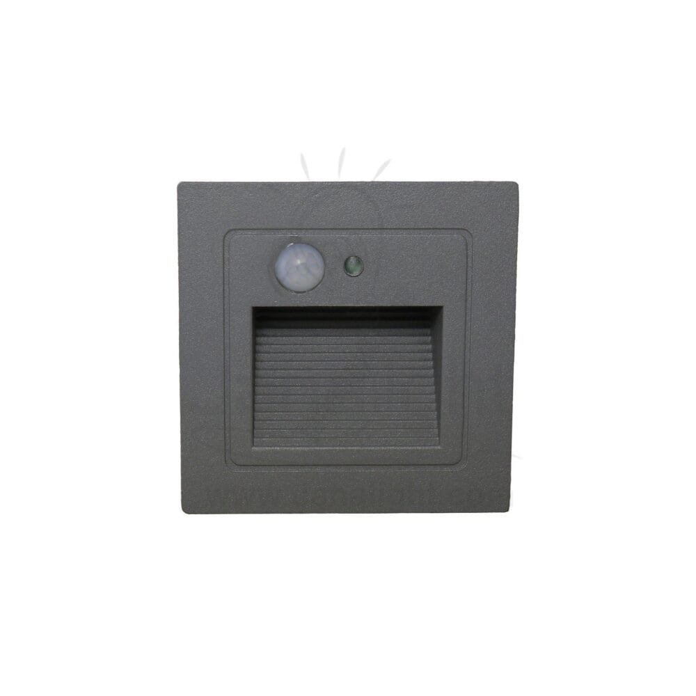 سبوت سلم مربع كبير 3 وات رمادي فاتح بسنسور حركة جنى لايت 3 watt grey large stair lighting