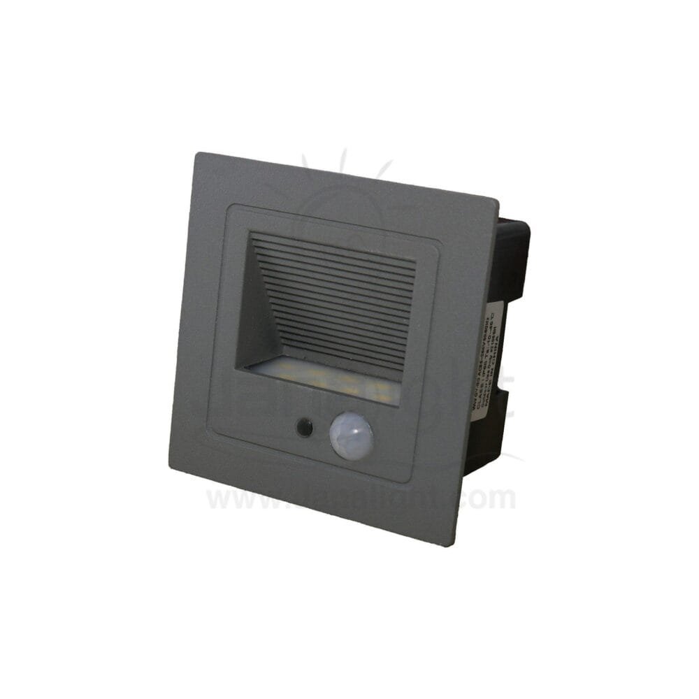 سبوت سلم مربع كبير 3 وات رمادي فاتح بسنسور حركة جنى لايت 3 watt grey large stair lighting