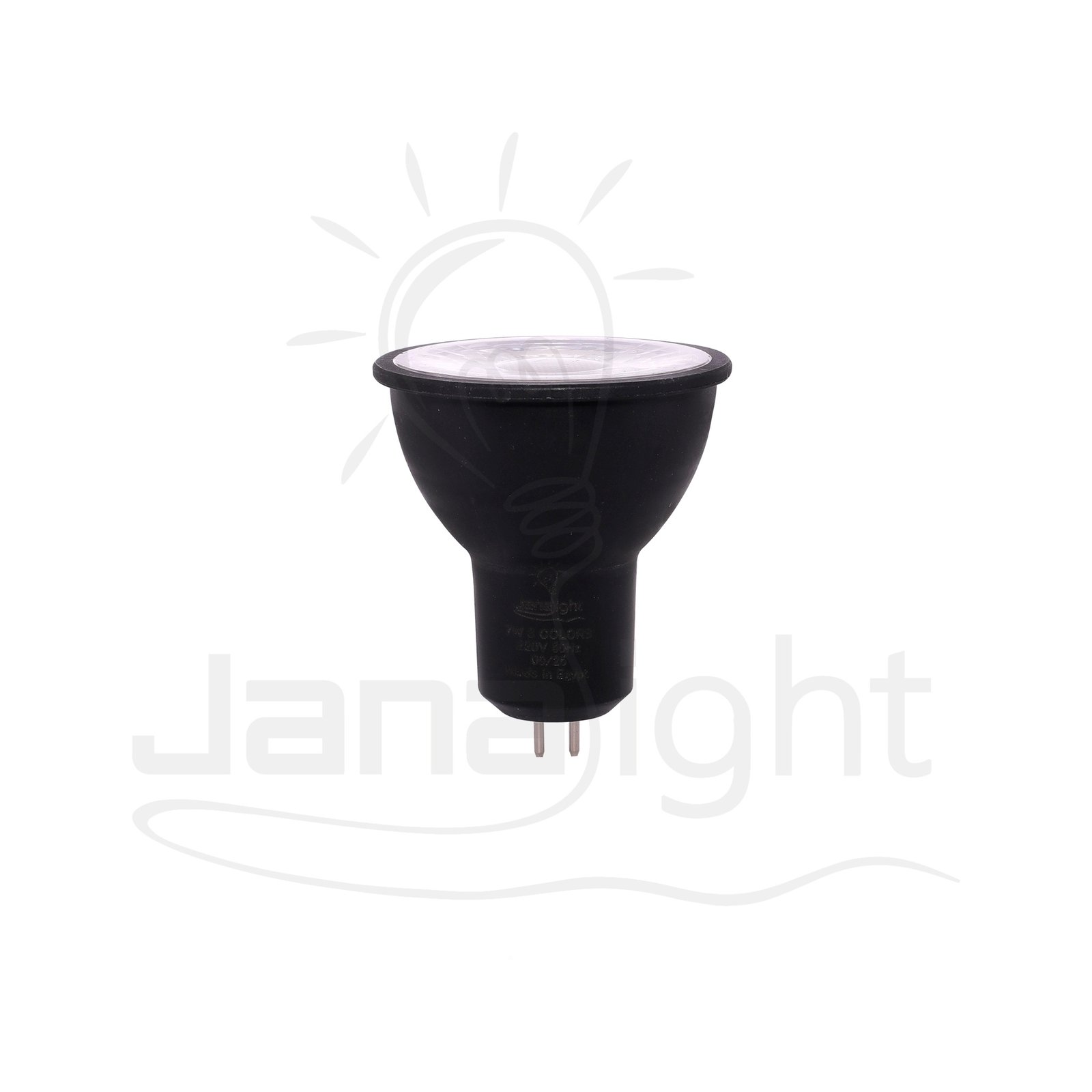 لمبة كاسة سبوت 7 وات جسم اسود 3 لون جنى لايت ضمان 5 سنوات Ultra LED Spotlight Cup 7W Black Body – 3-Color – 5-Year Warranty