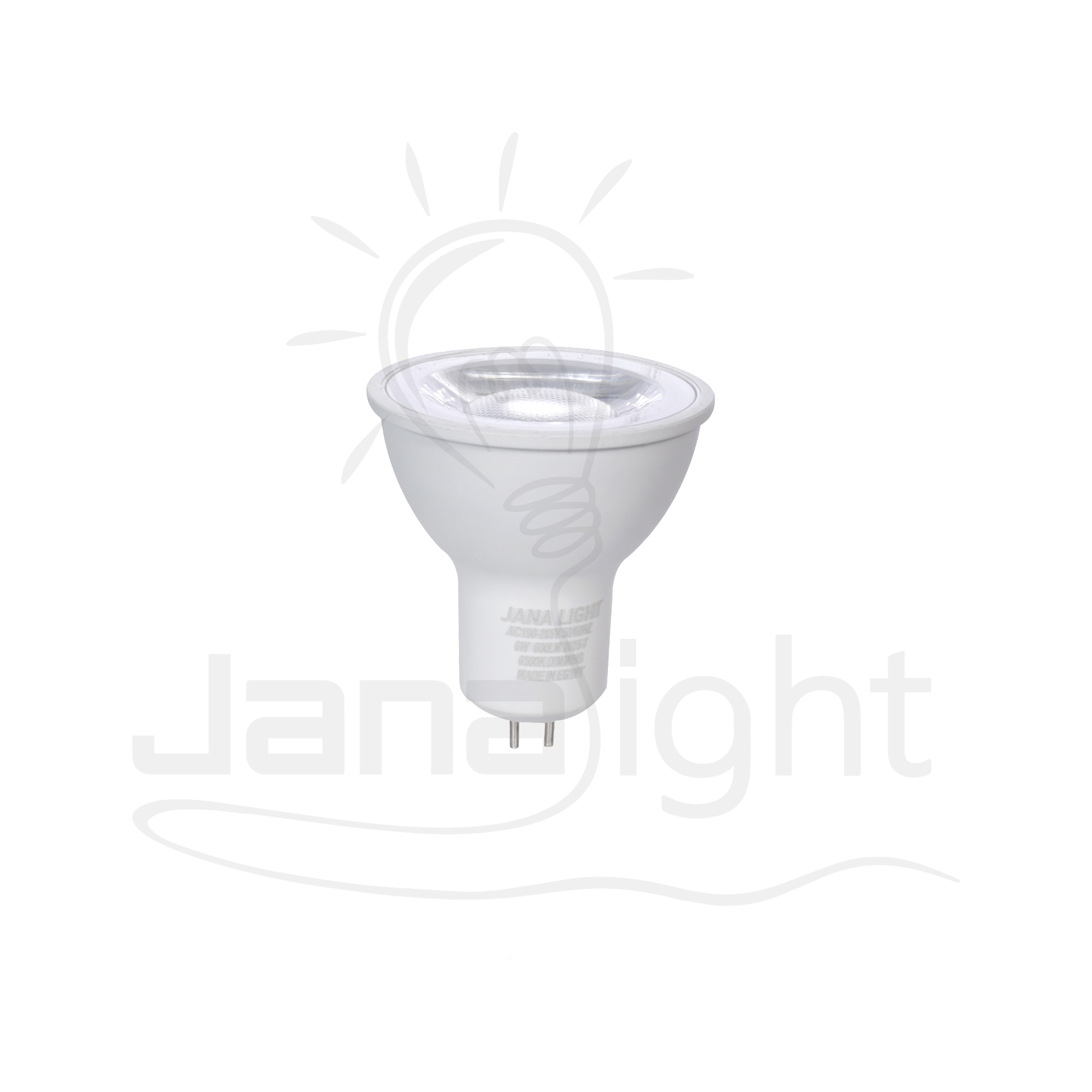 لمبة كاسة سبوت 6 واط ابيض عدسة شفاف ( دايمر ) جنى لايت 6W Dimmable LED Spotlight White Clear Lens Jana Light