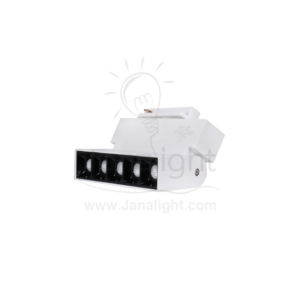 سبوت تراك لينر ابيض وورم مستطيل متحرك 5 عدسة 10 وات JN-X10 جنى لايت Movable linear track light white body color warm light rectangle 5 lens 10 w jana light