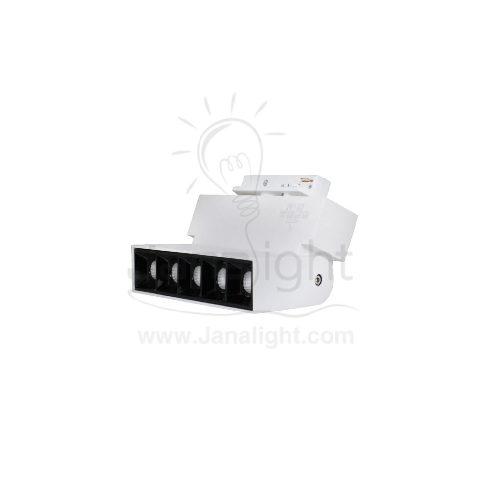 سبوت تراك لينر ابيض ابيض مستطيل متحرك 5 عدسة 10 وات JN-X10 جنى لايت Movable linear track light white body color white light rectangle 5 lens 10 w jana light