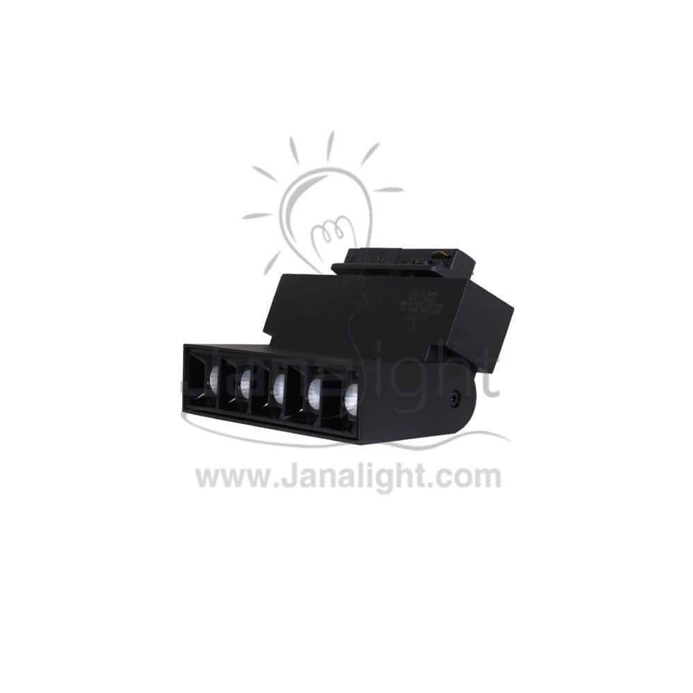 سبوت تراك لينر اسود ابيض مستطيل متحرك 5 عدسة 10 وات JN-X10 جنى لايت Movable linear track light black body color white light rectangle 5 lens 10 w jana light