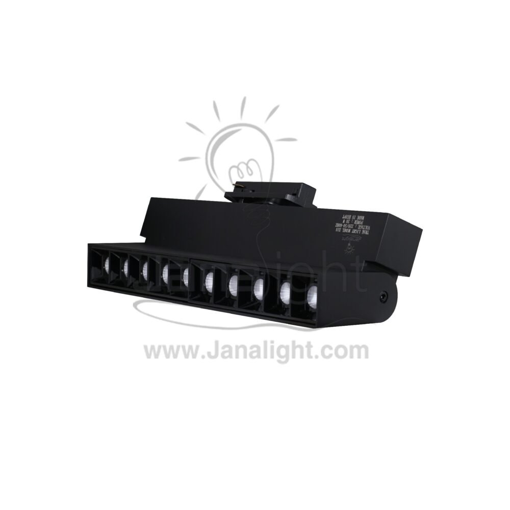 سبوت تراك لينر اسود وورم مستطيل متحرك 10 عدسة 20 وات JN-X10 جنى لايت Movable linear track light black body color warm light rectangle 10 lens 20 w jana light