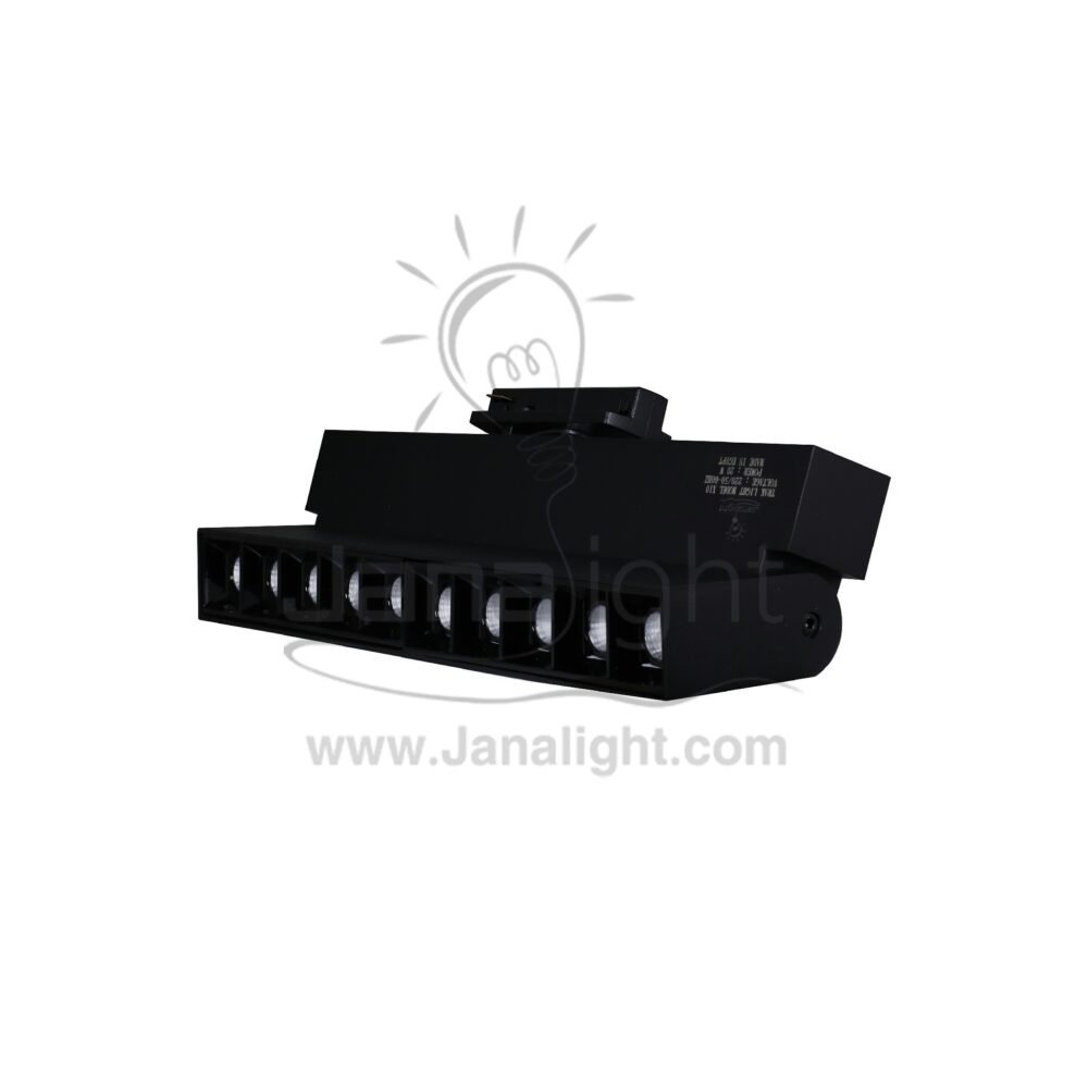 سبوت تراك لينر اسود ابيض مستطيل متحرك 10 عدسة 20 وات JN-X10 جنى لايت Movable linear track light black body color white light rectangle 10 lens 20 w jana light
