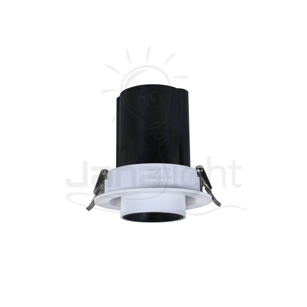 سبوت تراك مدور غاطس 1 عين 7 وات ابيض و اسود QY-2521 Recessed retractable swivel round white and black spotlight 7W