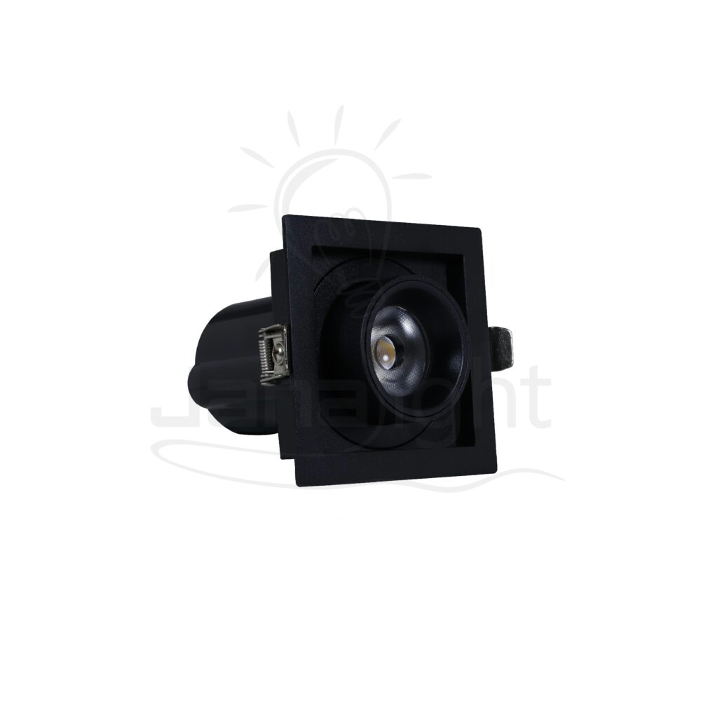 سبوت تراك مربع غاطس 1 عين 7 وات اسود QY-2521 Recessed retractable swivel square black spotlight 7W