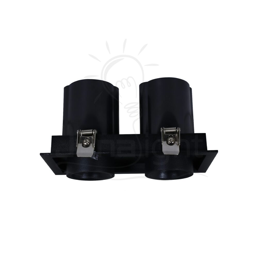 سبوت تراك مربع غاطس 2 عين 14 وات اسود QY-2521 Recessed retractable swivel twin rectangular black spotlight 14W