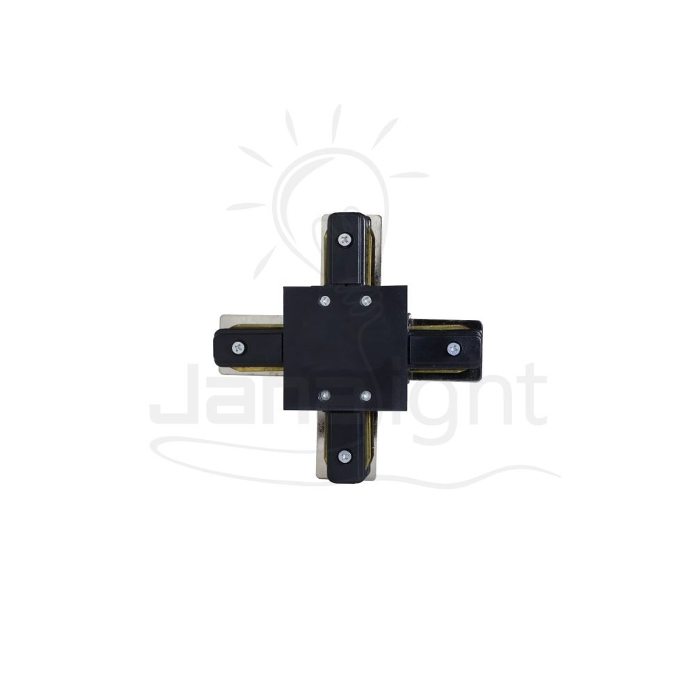 وصلة عود تراك شكل تقاطع اسود داخل Track light connector black cruciform shape