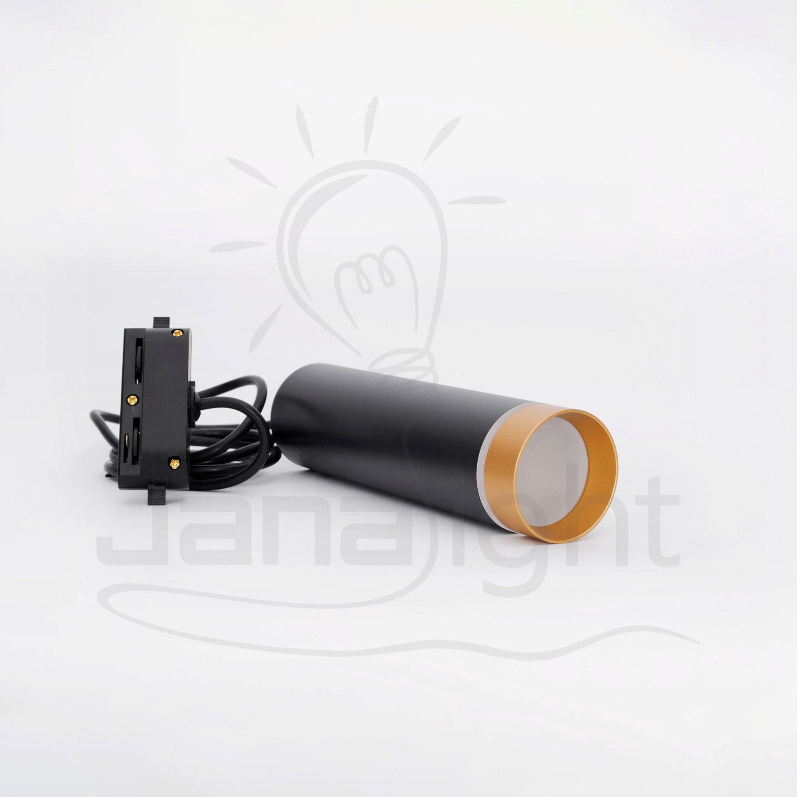 سبوت تراك فارغ ستارتر GU10 دلاية ماسورة اسود طرف اكرليك حلق ذهبي جنى لايت JN-GP1302A empty cylindrical track spotlight gold