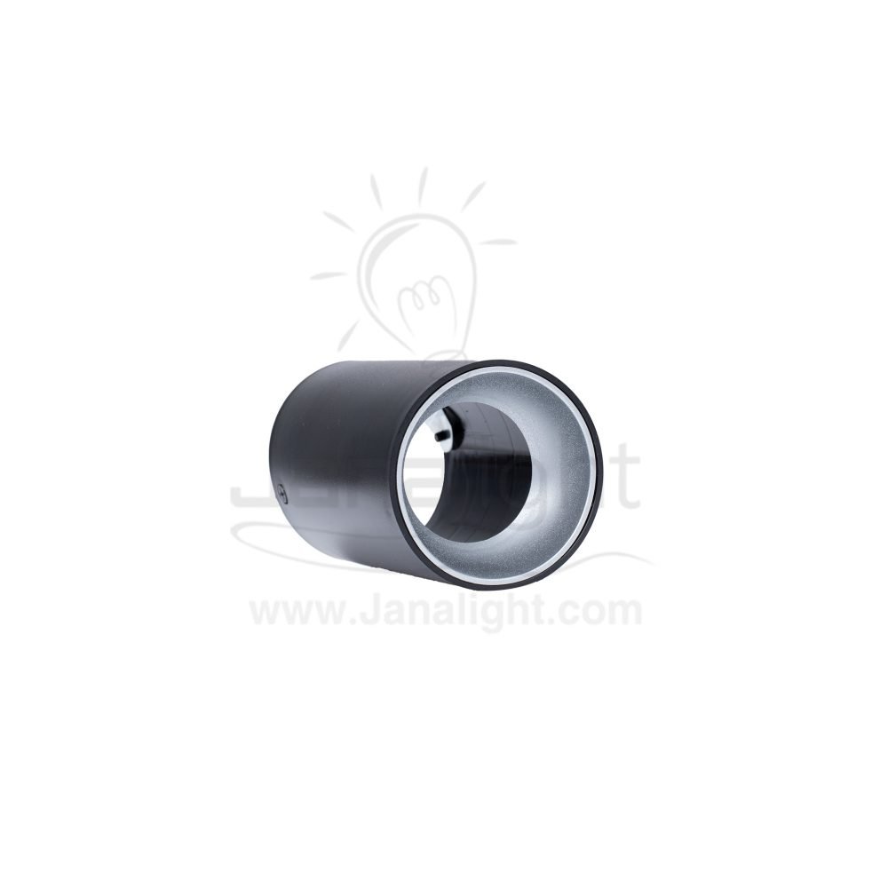 سلندر فارغ مدور اسود و فضي مط بلاسيتك 12x7 سم جنى لايت JN450 cylinder downlight frame black-matt silver 7*12 cm