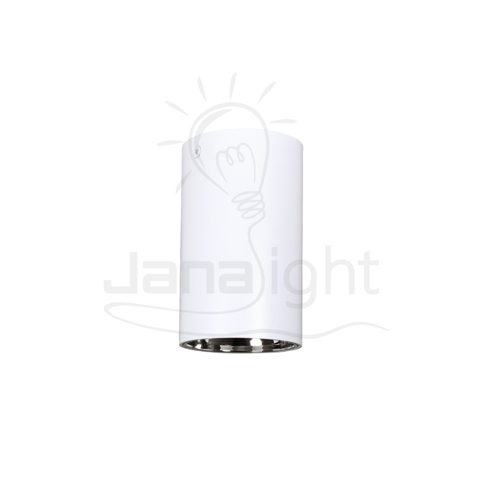 سلندر فارغ مدور ابيض و فضي لامع بلاستك 12x7 جنى لايت JN450 empty Cylinder spotlight Plastic white and silver