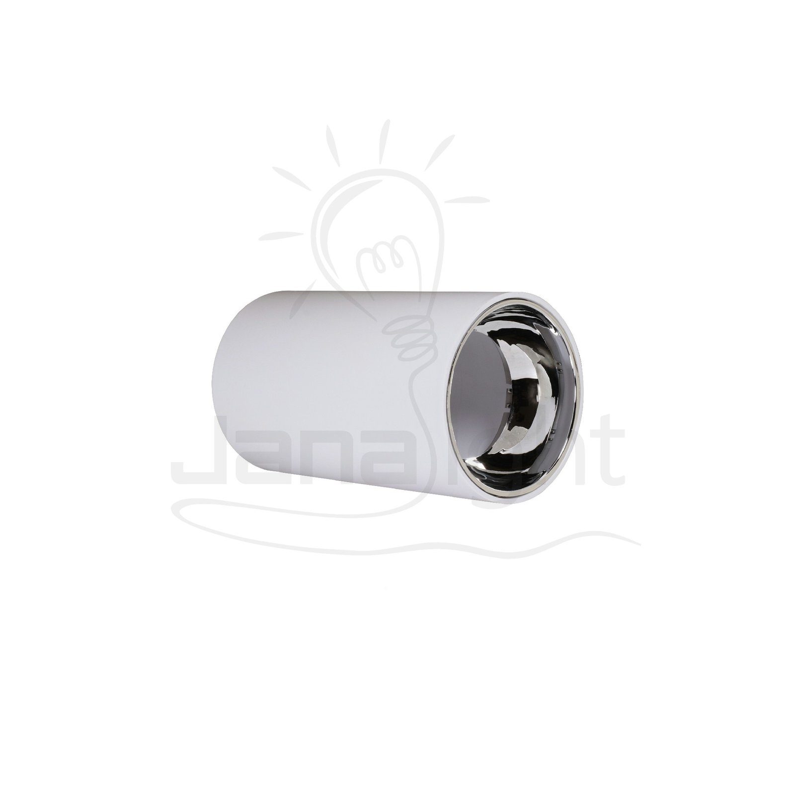 سلندر فارغ مدور ابيض و فضي لامع بلاستك 12x7 جنى لايت JN450 empty Cylinder spotlight Plastic white and silver