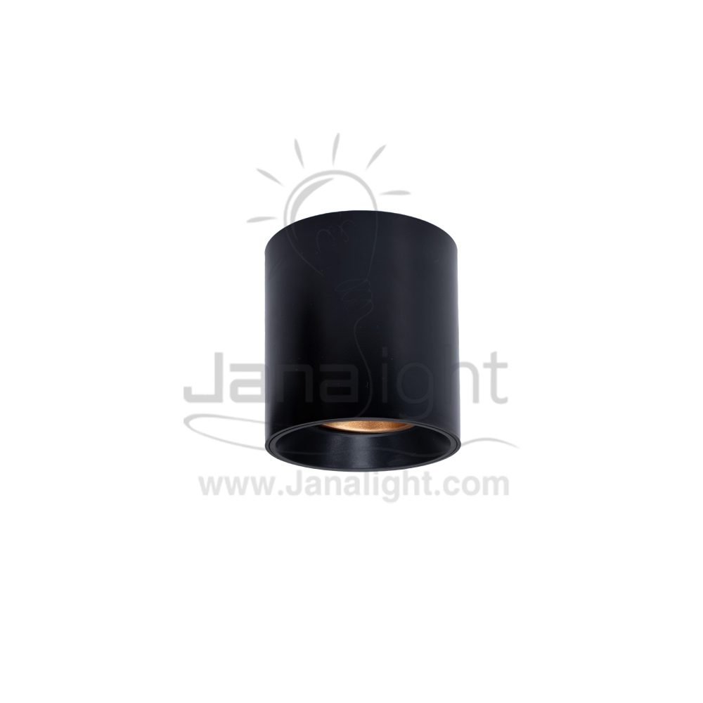 سلندر فارغ مدور اسود و ذهبي مط بلاسيتك cylinder downlight frame black-matt gold 10*9 cm