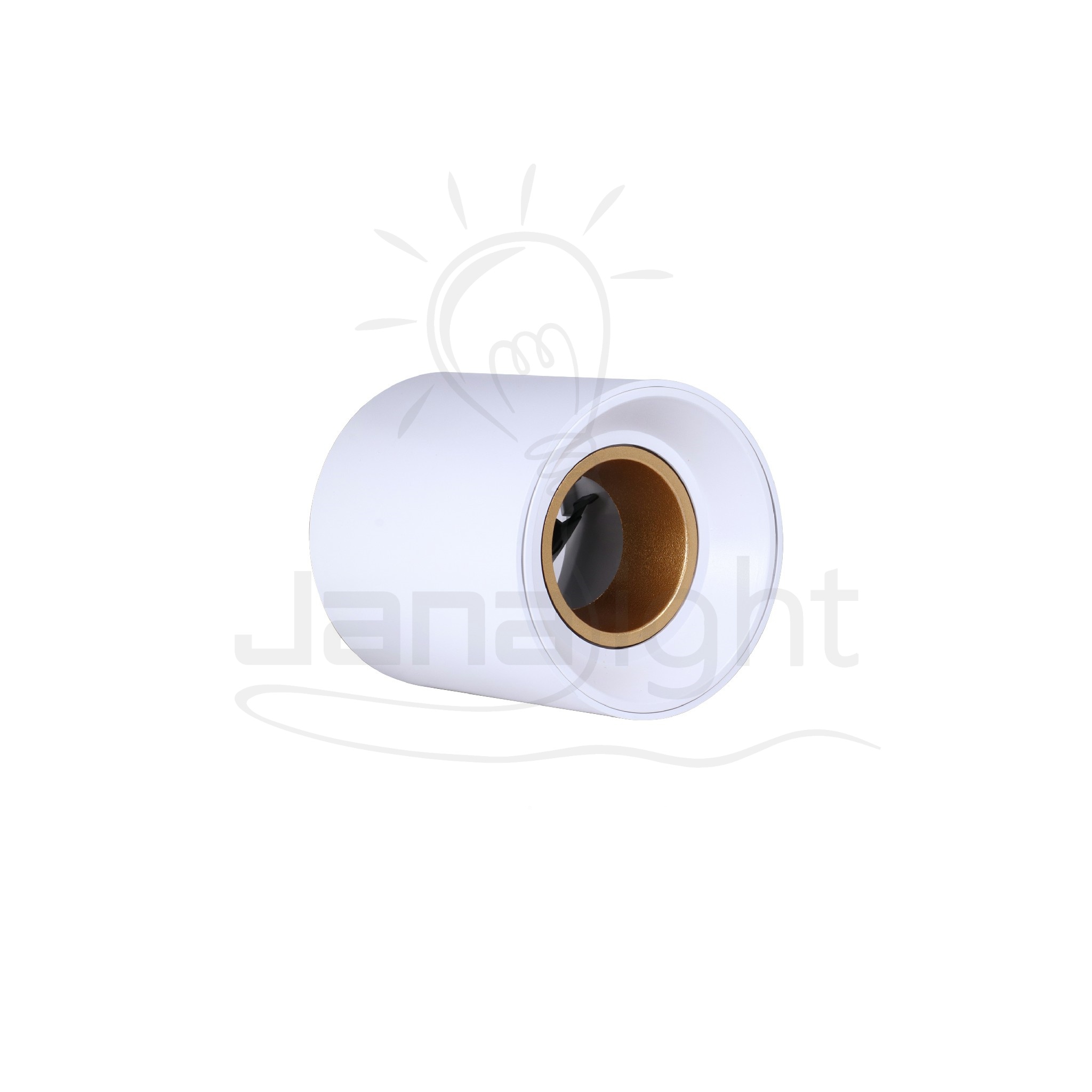 سلندر فارغ مدور ابيض و ذهبي مط بلاستيك 9x10 سم جنى لايت Wall-mount cylinder ceiling downlight white and matt gold