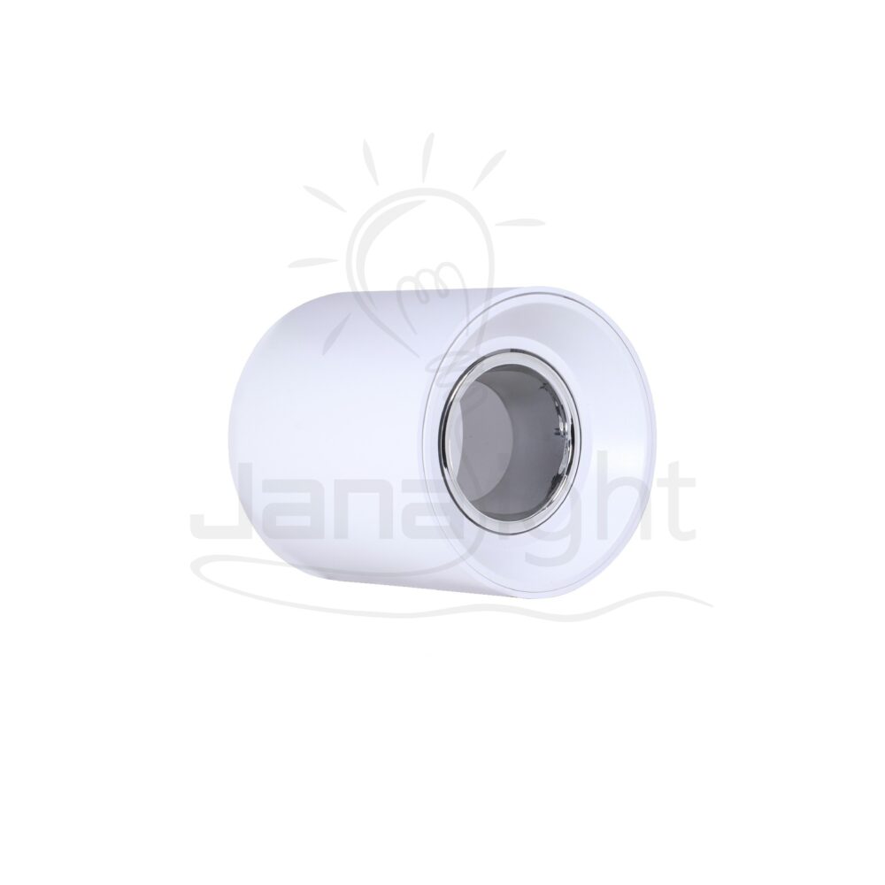 سلندر فارغ مدور ابيض و فضي لامع بلاستيك 9x10 سم جنى لايت Wall-mount cylinder ceiling downlight white and bright silver