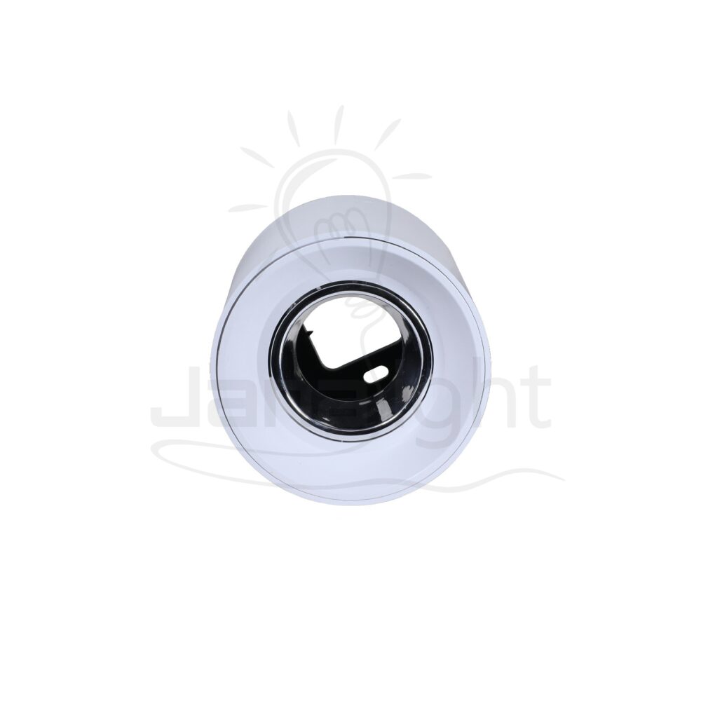 سلندر فارغ مدور ابيض و فضي لامع بلاستيك 9x10 سم جنى لايت Wall-mount cylinder ceiling downlight white and bright silver