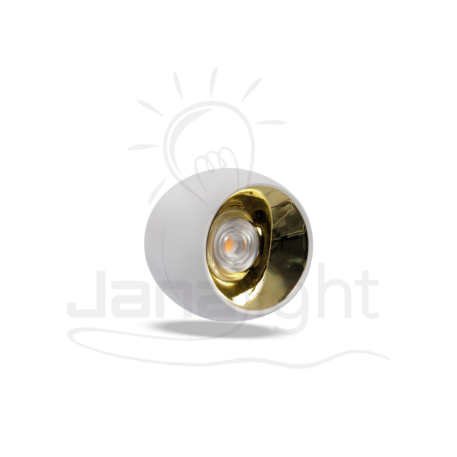 سلندر 7 وات مدور بومبي ابيض وذهبي لامع وورم 8.5x9.5سم جنى لايت JN-YQ8595 Wall-mount cylinder ceiling 7 watt downlight white*gold warm
