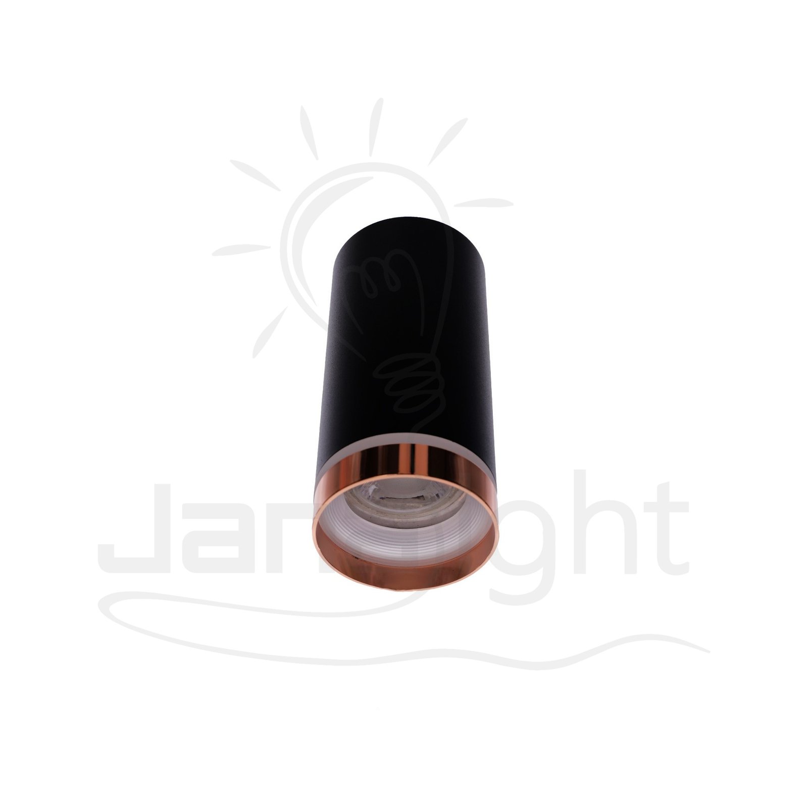 سلندر فارغ مدوراسود حلق روز جولد كنار اكريلك المنيوم 15x7 سم جنى لايت JN456 Wall-mount cylinder ceiling downlight Black with Rose Gold Acrylic Aluminum Ring 15cm