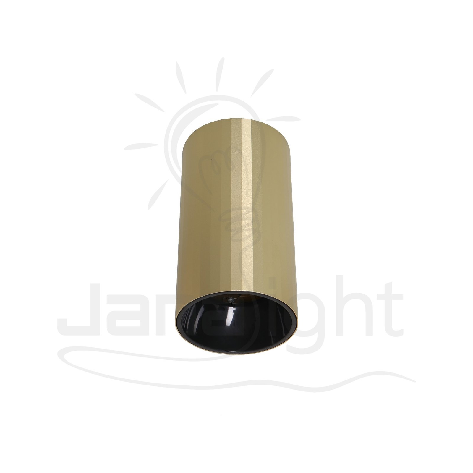 سلندر فارغ مجوف مدور مضلع ذهبي مط و اسود المنيوم 13x7.5 سم جنى لايت JN464 Wall-mount cylinder ceiling downlight Matte Gold & Black Ribbed Hollow Round Aluminum 13cm