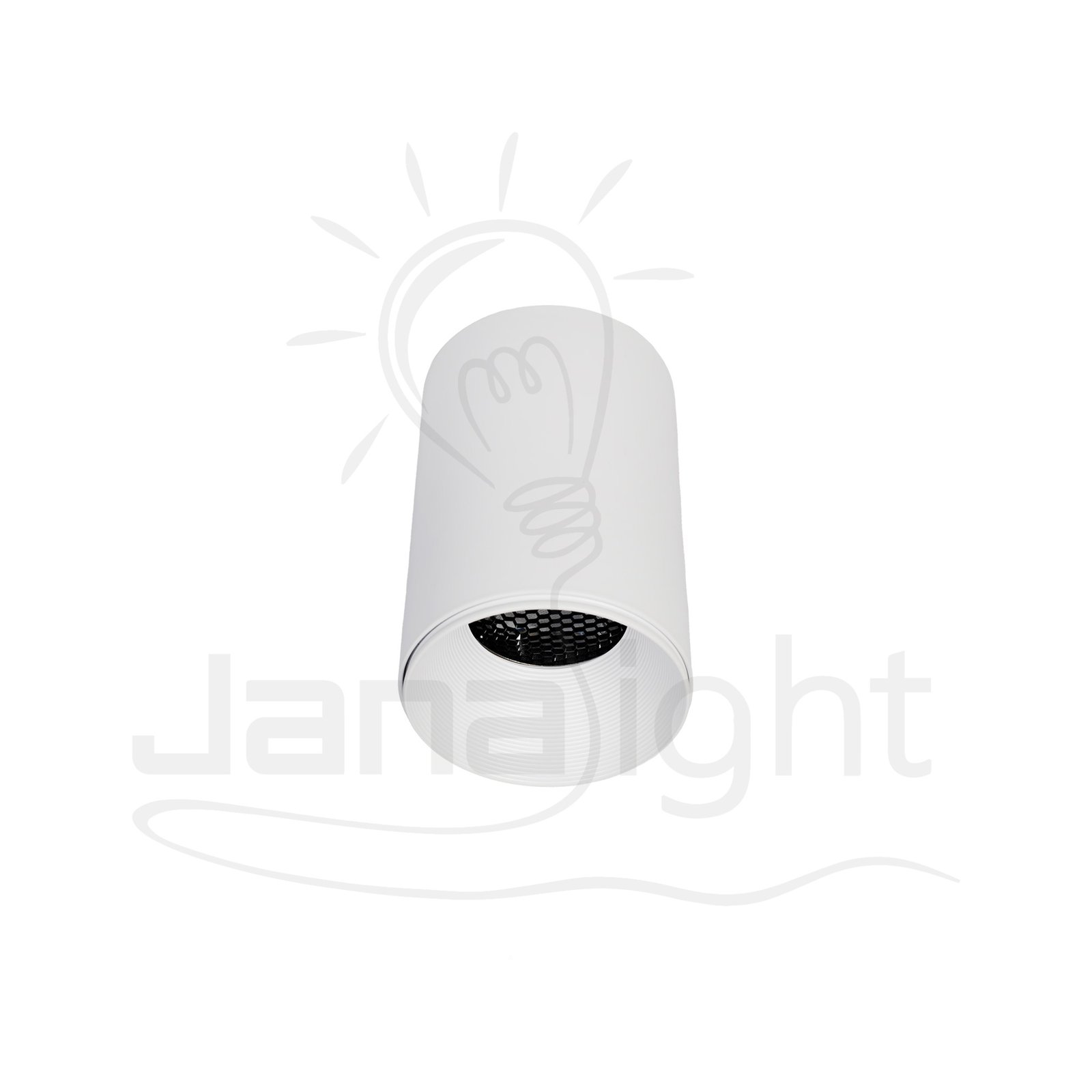 سلندر فارغ مدور ابيض حلق مدرج طول 11 سم شادو مانع توهج جنى لايت JN-D75110 Empty Round White Cylinder with Stepped Ring 11 cm Length Anti-Glare Shadow