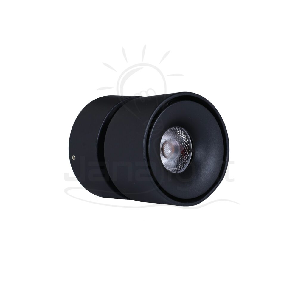 سلندر 12 وات مفرد اسود وورم مدور متحرك Tiltable wall-mount cylinder ceiling downlight black 12W