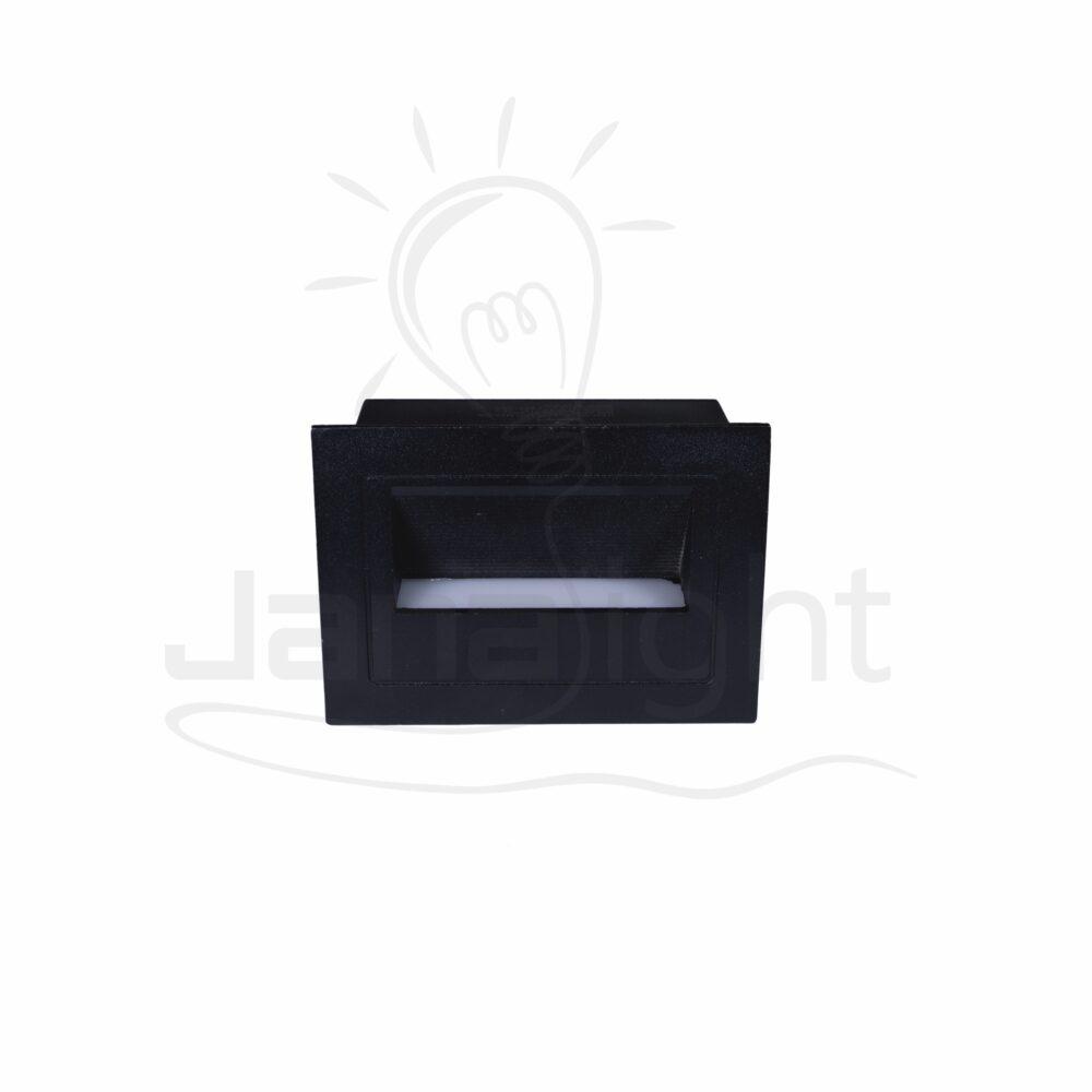 سبوت سلم مستطيل مدرج وش 8.5 سم 5 وات اسود جنى لايت Outdoor led gradual squared black stair spotlight 5w 3000K