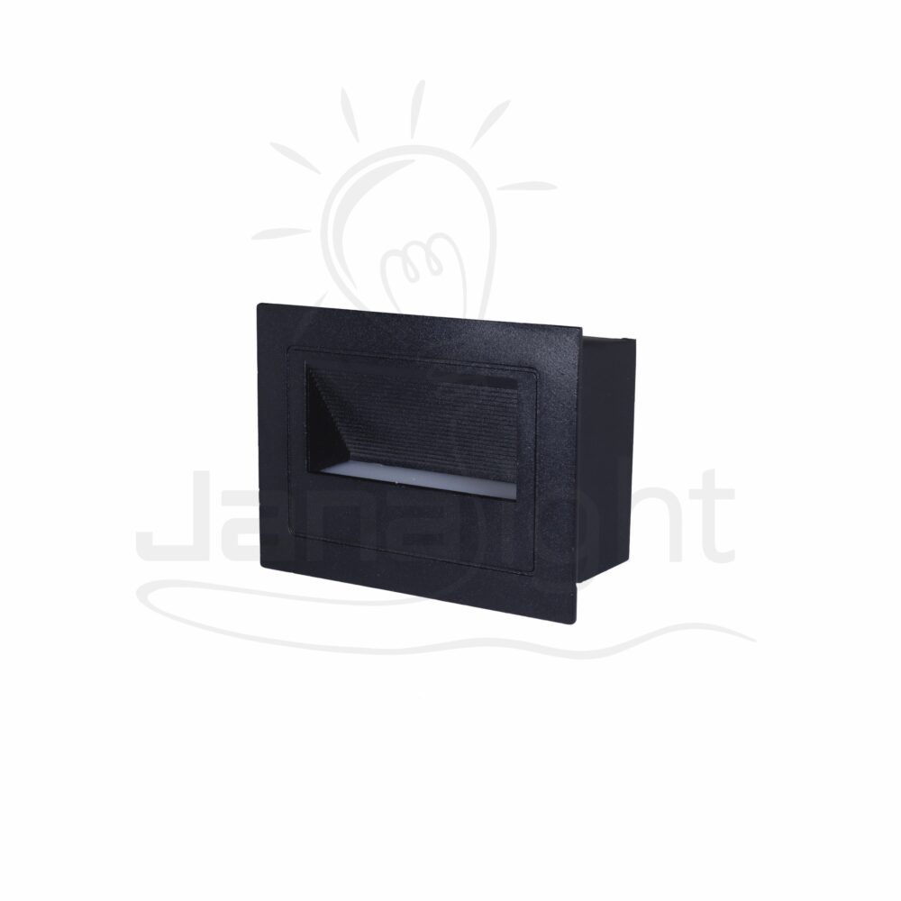 سبوت سلم مستطيل مدرج وش 8.5 سم 5 وات اسود جنى لايت Outdoor led gradual squared black stair spotlight 5w 3000K