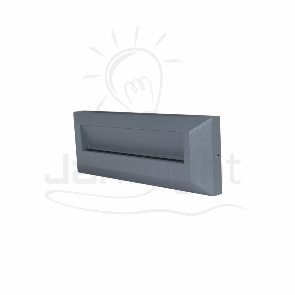 سبوت سلم ليد 6 وات مستطيل لطش رمادي جنى لايت Outdoor wall-mount led rectangular light gray stair spotlight 6w 3000K