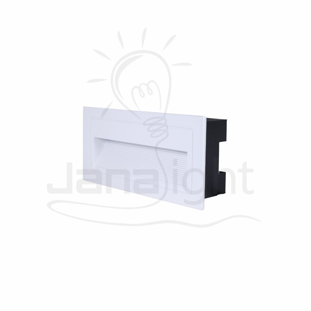 سبوت سلم ليد 8 وات مستطيل مدرج وش 8.5 سم عريض ابيض جنى لايت Outdoor led gradual rectangular white stair spotlight 8w 3000K