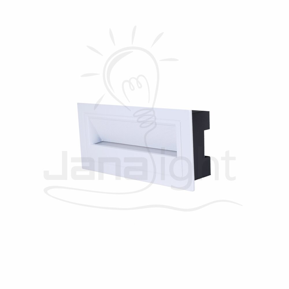 سبوت سلم ليد 8 وات مستطيل مدرج وش 8.5 سم عريض ابيض جنى لايت Outdoor led gradual rectangular white stair spotlight 8w 3000K