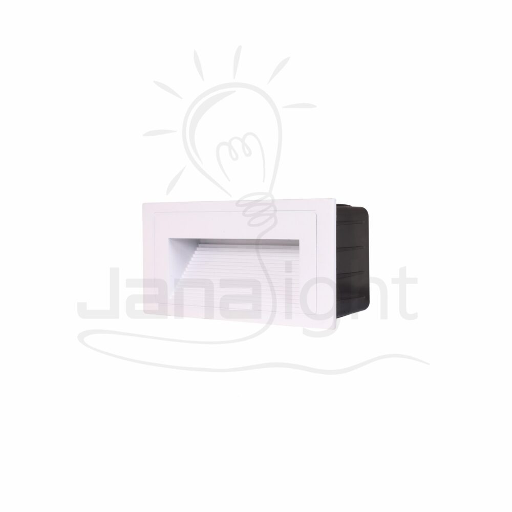 سبوت سلم ليد مستطيل وش 7 سم 3 وات مدرج ابيض جنى لايت Outdoor led rectangular light white stair spotlight 3w 3000K