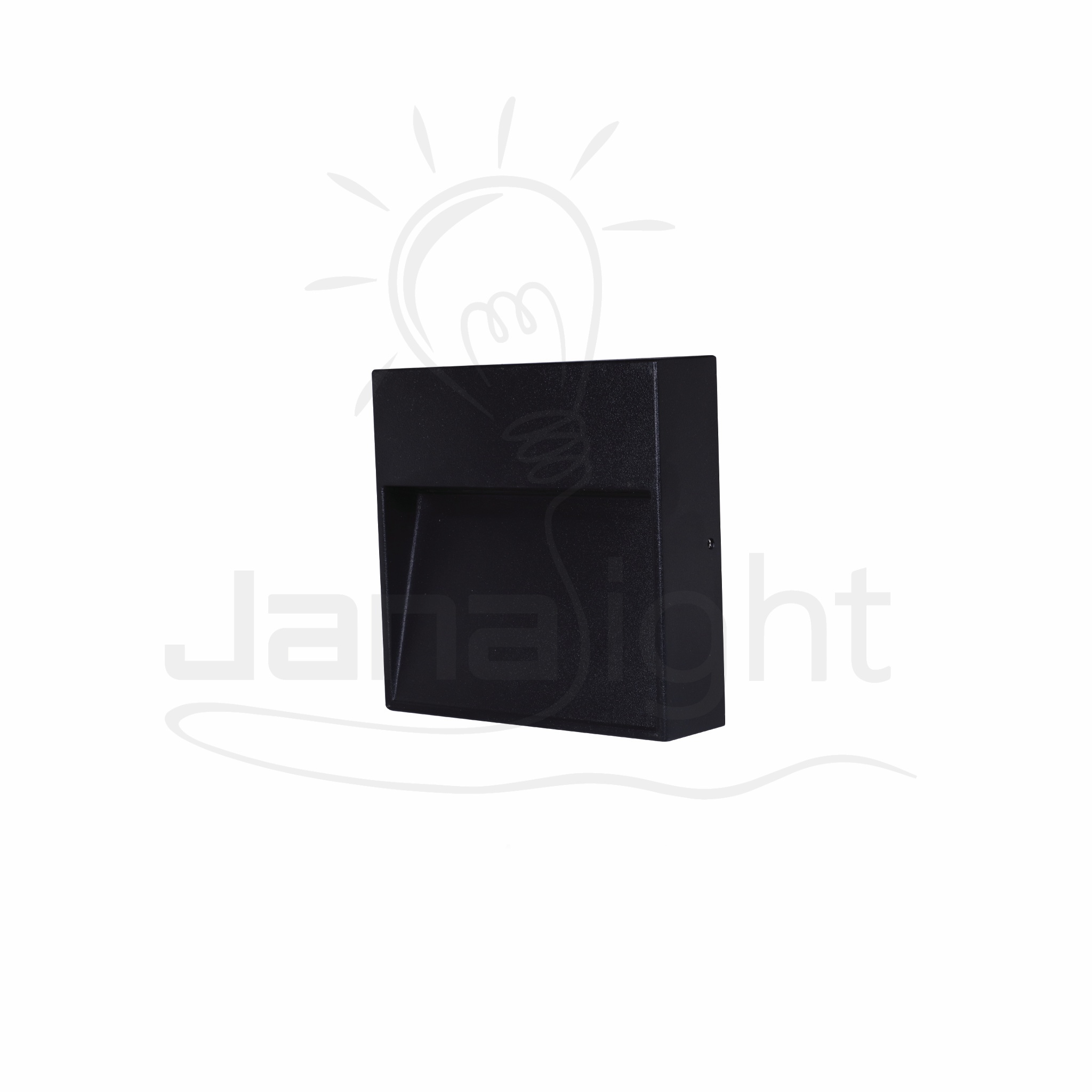 سبوت سلم ليد 6 وات لطش مربع كبير اسود Outdoor wall-mount led gradual squared black stair spotlight 6w 3000K